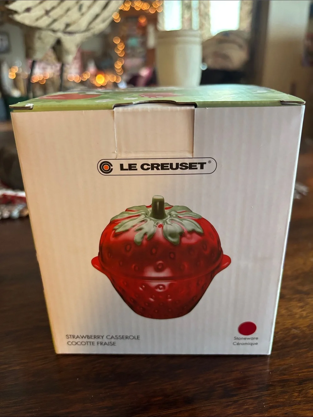 Le Creuset Red Strawberry Casserole with Green Top